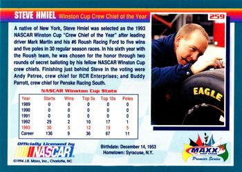 1994 Maxx Premier Series #259 Steve Hmiel Back