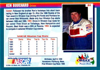 1994 Maxx Premier Series #61 Ken Bouchard Back
