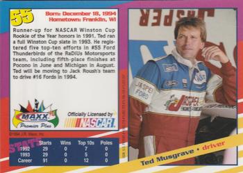 1994 Maxx Premier Plus #55 Ted Musgrave Back