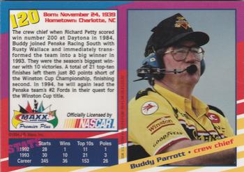 1994 Maxx Premier Plus #120 Buddy Parrott Back