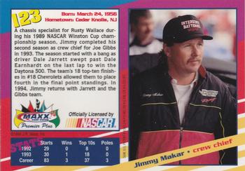 1994 Maxx Premier Plus #123 Jimmy Makar Back