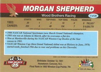1994 Maxx - Select 25 #7 Morgan Shepherd Back