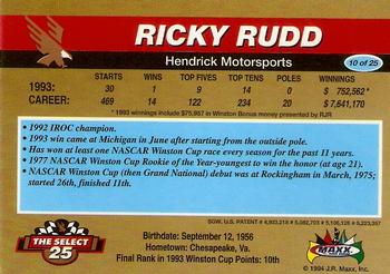 1994 Maxx - Select 25 #10 Ricky Rudd Back