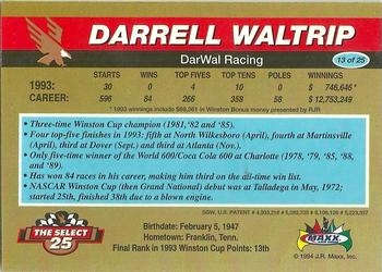 1994 Maxx - Select 25 #13 Darrell Waltrip Back