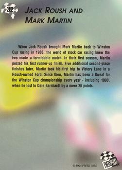 1994 Press Pass #32 Jack Roush & Mark Martin Back