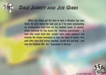 1994 Press Pass #34 Dale Jarrett & Joe Gibbs Back