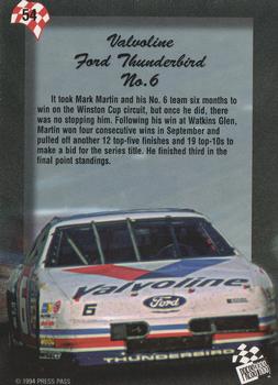 1994 Press Pass #54 Mark Martin's Car Back