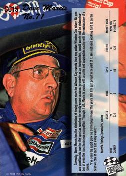 1994 Press Pass - Cup Chase #CC15 Dave Marcis Back