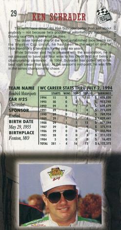 1994 Press Pass Optima XL #29 Ken Schrader Back