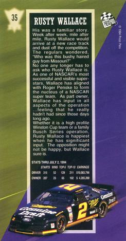 1994 Press Pass Optima XL #35 Rusty Wallace Back