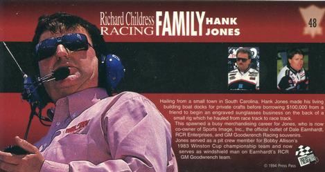 1994 Press Pass Optima XL #48 Hank Jones Back