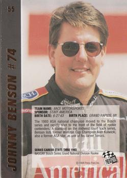 1994 Press Pass VIP #55 Johnny Benson Back