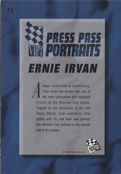 1994 Press Pass VIP #75 E. Irvan Back