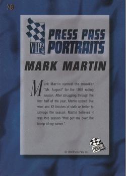 1994 Press Pass VIP #78 M. Martin Back