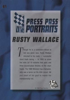 1994 Press Pass VIP #81 R. Wallace Back