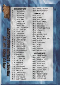 1994 Press Pass VIP #100 Checklist Front