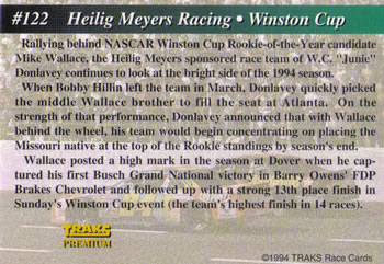 1994 Traks #122 Heilig-Meyers Racing Back