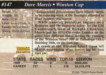 1994 Traks #147 Dave Marcis Back