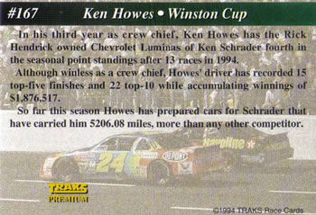 1994 Traks #167 Ken Howes Back