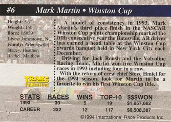 1994 Traks #6 Mark Martin Back