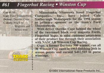 1994 Traks #61 Fingerhut Racing Back