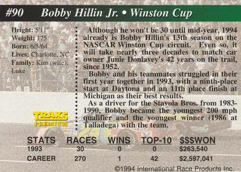 1994 Traks #90 Bobby Hillin, Jr. Back