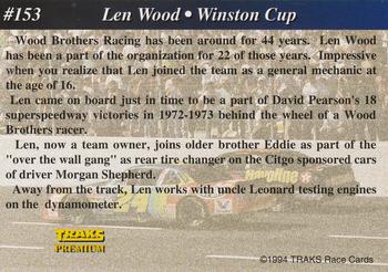 1994 Traks #153 Len Wood Back
