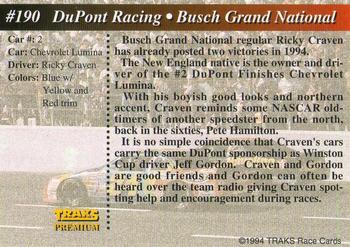 1994 Traks #190 DuPont Racing Back