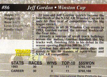 1994 Traks #86 Jeff Gordon Back