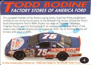 1995 Action Packed Winston Cup Preview #4 Todd Bodine Back