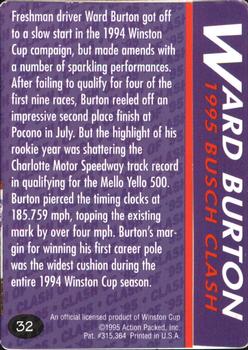 1995 Action Packed Winston Cup Preview #32 Ward Burton Back