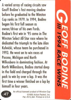 1995 Action Packed Winston Cup Preview #47 Geoff Bodine Back