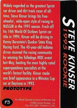 1995 Action Packed Winston Cup Preview #P3 Steve Kinser Back