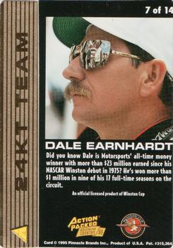 1995 Action Packed Winston Cup Country - 24KT Team #7 Dale Earnhardt Back