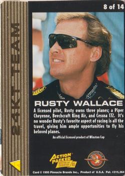 1995 Action Packed Winston Cup Country - 24KT Team #8 Rusty Wallace Back