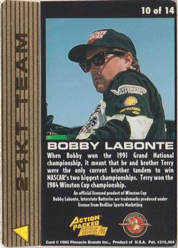 1995 Action Packed Winston Cup Country - 24KT Team #10 Bobby Labonte Back