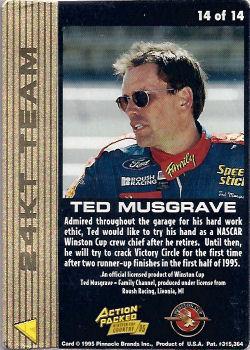 1995 Action Packed Winston Cup Country - 24KT Team #14 Ted Musgrave Back