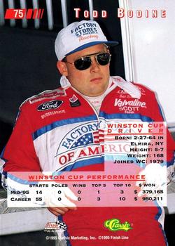 1995 Classic Images #75 Todd Bodine Back