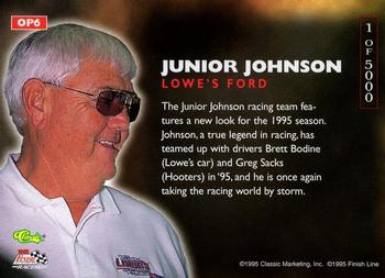1995 Classic Images - Owner's Pride #OP6 Junior Johnson Back