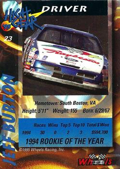 1995 Wheels High Gear #23 Jeff Burton Back
