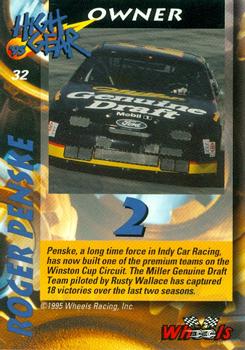 1995 Wheels High Gear #32 Roger Penske Back