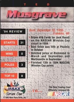 1995 Maxx #16 Ted Musgrave Back