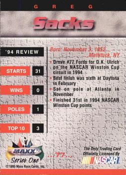 1995 Maxx #77 Greg Sacks Back