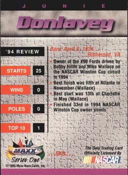1995 Maxx #93 Junie Donlavey Back