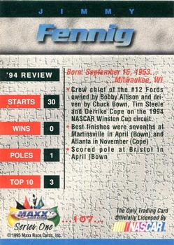 1995 Maxx #107 Jimmy Fennig Back