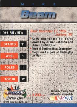 1995 Maxx #120 Mike Beam Back