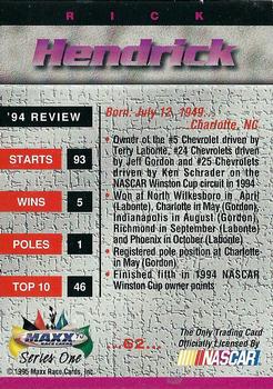 1995 Maxx #62 Rick Hendrick Back