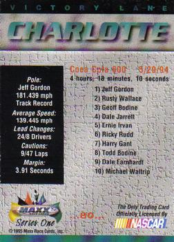 1995 Maxx #80 Jeff Gordon Back