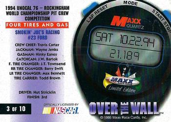 1995 Maxx - Over the Wall #3 Hut Stricklin in Pits Back