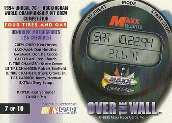 1995 Maxx - Over the Wall #7 Ken Schrader in Pits Back